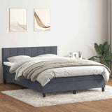 Giroletto a Molle con Materasso Grigio Scuro 140x220 cm Velluto