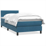 Giroletto a Molle con Materasso Blu Scuro 80x220 cm Velluto