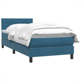 Giroletto a Molle con Materasso Blu Scuro 80x220 cm Velluto