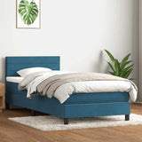 Giroletto a Molle con Materasso Blu Scuro 80x220 cm Velluto