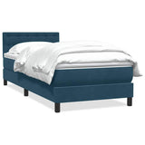 Giroletto a Molle con Materasso Blu Scuro 80x210 cm Velluto