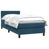Giroletto a Molle con Materasso Blu Scuro 80x210 cm Velluto
