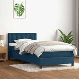 Giroletto a Molle con Materasso Blu Scuro 80x210 cm Velluto