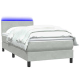 Letto a Molle con Materasso e LED Grigio Chiaro 100x210cm Velluto