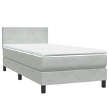 Letto a Molle con Materasso e LED Grigio Chiaro 100x210cm Velluto