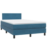 Letto a Molle con Materasso e LED Blu Scuro 120x210 cm in Velluto