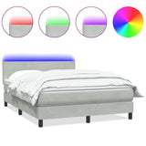 Letto a Molle con Materasso e LED Grigio Chiaro 160x210cm Velluto