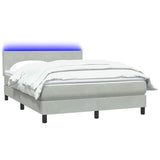 Letto a Molle con Materasso e LED Grigio Chiaro 160x210cm Velluto