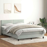 Letto a Molle con Materasso e LED Grigio Chiaro 160x210cm Velluto