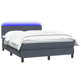 Letto a Molle con Materasso e LED Grigio Scuro 140x220 cm Velluto