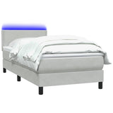 Letto a Molle con Materasso e LED Grigio Chiaro 100x210cm Velluto