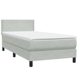 Letto a Molle con Materasso e LED Grigio Chiaro 100x210cm Velluto