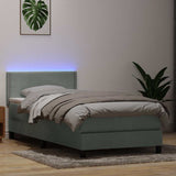 Letto a Molle con Materasso e LED Grigio Chiaro 100x210cm Velluto
