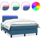 Letto a Molle con Materasso e LED Blu Scuro 120x210 cm in Velluto