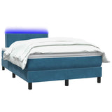 Letto a Molle con Materasso e LED Blu Scuro 120x210 cm in Velluto