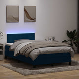 Letto a Molle con Materasso e LED Blu Scuro 120x210 cm in Velluto