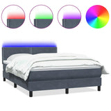 Letto a Molle con Materasso e LED Grigio Scuro 160x210 cm Velluto