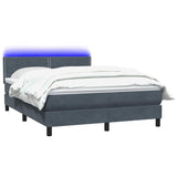 Letto a Molle con Materasso e LED Grigio Scuro 160x210 cm Velluto