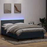 Letto a Molle con Materasso e LED Grigio Scuro 160x210 cm Velluto