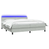 Letto a Molle con Materasso e LED Grigio Chiaro 180x210cm Velluto
