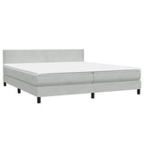 Letto a Molle con Materasso e LED Grigio Chiaro 180x210cm Velluto