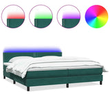 Letto a Molle con Materasso e LED Verde Scuro 180x220 cm Velluto