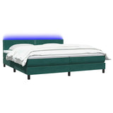 Letto a Molle con Materasso e LED Verde Scuro 180x220 cm Velluto