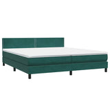 Letto a Molle con Materasso e LED Verde Scuro 180x220 cm Velluto