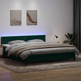 Letto a Molle con Materasso e LED Verde Scuro 180x220 cm Velluto