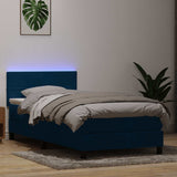 Letto a Molle con Materasso e LED Blu Scuro 90x210 cm Velluto