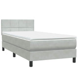 Letto a Molle con Materasso e LED Grigio Chiaro 100x210cm Velluto