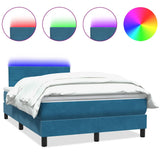 Letto a Molle con Materasso e LED Blu Scuro 120x210 cm in Velluto