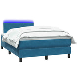 Letto a Molle con Materasso e LED Blu Scuro 120x210 cm in Velluto