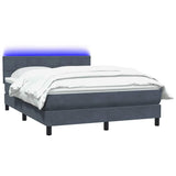 Letto a Molle con Materasso e LED Grigio Scuro 160x210 cm Velluto