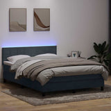 Letto a Molle con Materasso e LED Grigio Scuro 160x210 cm Velluto