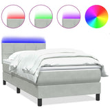 Letto a Molle con Materasso e LED Grigio Chiaro 80x220 cm Velluto
