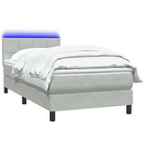 Letto a Molle con Materasso e LED Grigio Chiaro 80x220 cm Velluto
