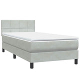 Letto a Molle con Materasso e LED Grigio Chiaro 80x220 cm Velluto