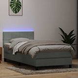 Letto a Molle con Materasso e LED Grigio Chiaro 80x220 cm Velluto