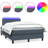 Letto a Molle con Materasso e LED Grigio Scuro 120x220 cm Velluto