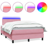 Letto a Molle con Materasso e LED Rosa 120x220 cm in Velluto