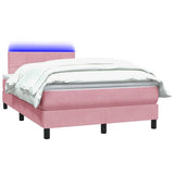 Letto a Molle con Materasso e LED Rosa 120x220 cm in Velluto