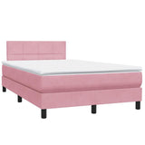 Letto a Molle con Materasso e LED Rosa 120x220 cm in Velluto