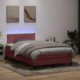 Letto a Molle con Materasso e LED Rosa 120x220 cm in Velluto