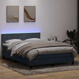 Letto a Molle con Materasso e LED Grigio Scuro 140x220 cm Velluto