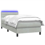 Letto a Molle con Materasso e LED Grigio Chiaro 100x210cm Velluto