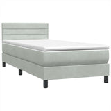 Letto a Molle con Materasso e LED Grigio Chiaro 100x210cm Velluto