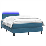 Letto a Molle con Materasso e LED Blu Scuro 120x210 cm in Velluto