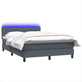 Letto a Molle con Materasso e LED Grigio Scuro 160x210 cm Velluto