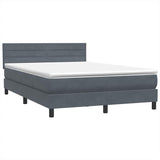 Letto a Molle con Materasso e LED Grigio Scuro 160x210 cm Velluto